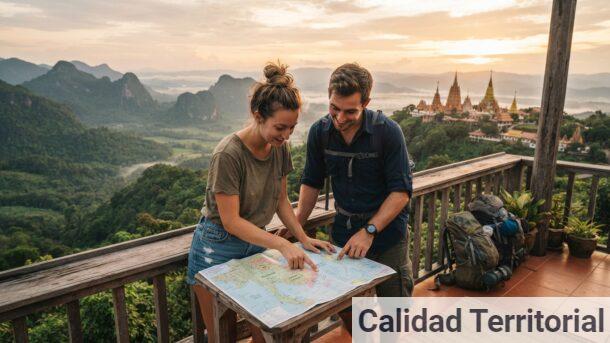 Viajeros organizando una ruta por el Sudeste Asiático