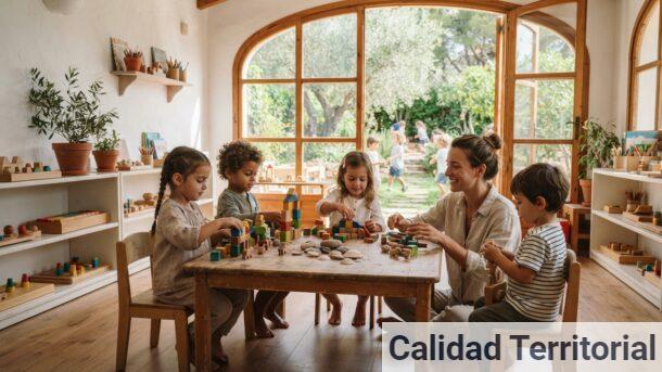 Niños aprendiendo mediante el juego en un colegio infantil de la Costa Brava