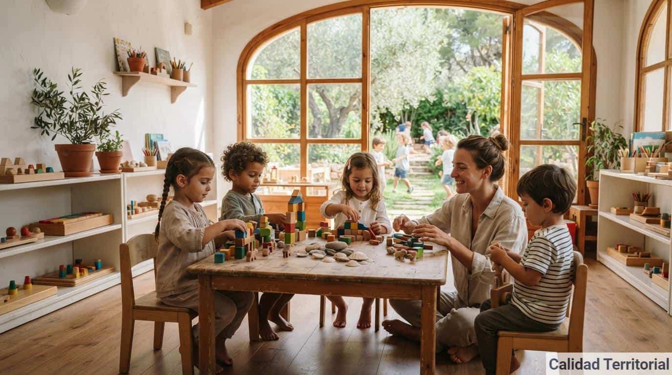 Niños aprendiendo mediante el juego en un colegio infantil de la Costa Brava